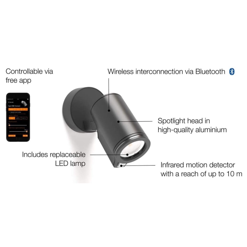 STEINEL 058630 - LED Outdoor wall light with a sensor SPOT ONE 1xGU10/7W/230V IP44