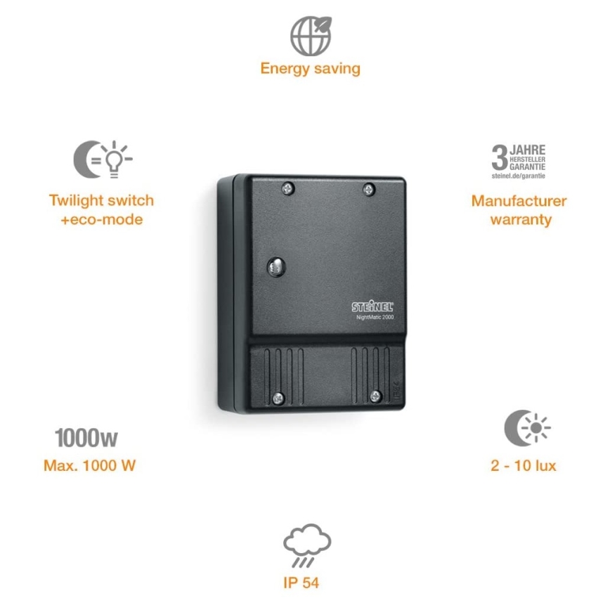 STEINEL 550318 - Dusk switch NightMatic 2000 black IP54