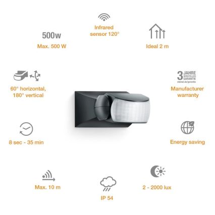 STEINEL 600419 - IS-1 Outdoor infra-red sensor black IP54