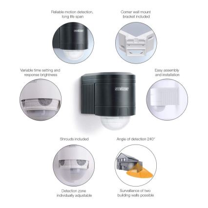 STEINEL 602710 - Outdoor infra-red wall sensor IS240 anthracite IP54