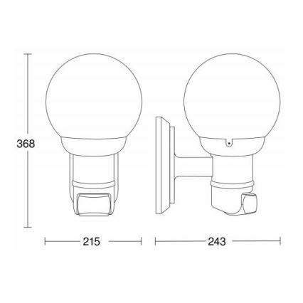STEINEL 634216 - L 560 S Outdoor sensor wall lamp black IP44