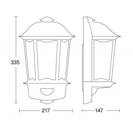 Steinel 644512 - Outdoor wall light with sensor L 190 S 1xE27/100W/230V IP44