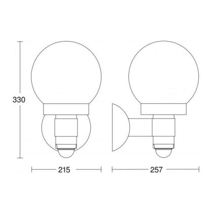 Steinel 657413 - Outdoor sensor wall light L 115 S 1xE27/60W/230V IP44