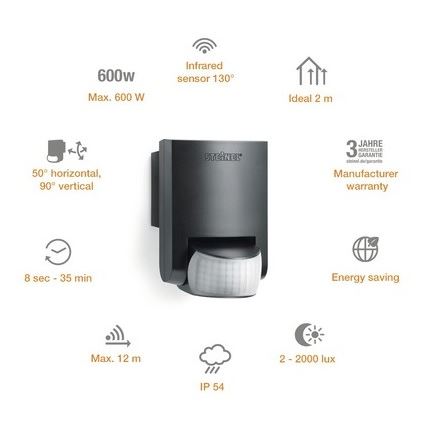 STEINEL 660215 - Outdoor infra-red sensor IS 130-2 black IP54