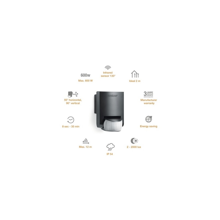 STEINEL 660215 - Outdoor infra-red sensor IS 130-2 black IP54