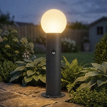 STONO outdoor lamp featuring motion and dusk sensors 1xE27/15W/230V 50 cm IP65 anthracite