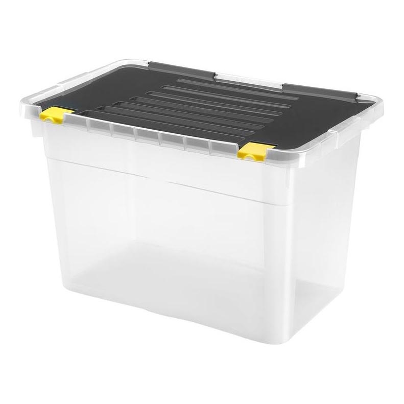 Storage box 54 l black/clear