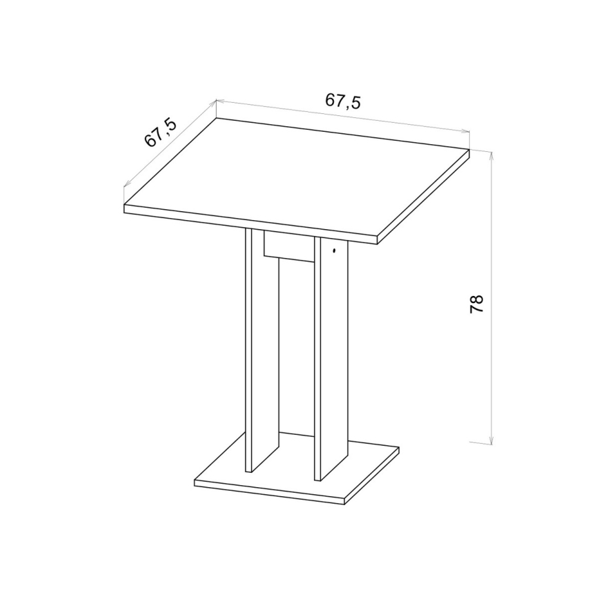 STRAPO Table 68x68 cm, Artisan Oak