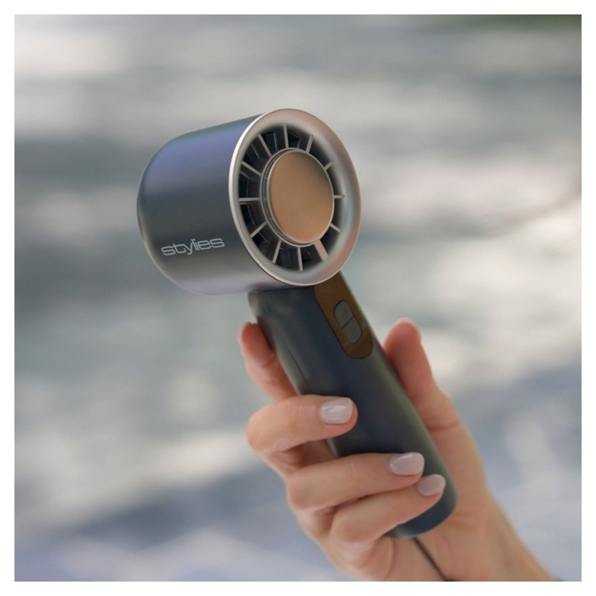 Stylies - Rechargeable Handheld Fan LACERTI 8W/5V 3000 mAh Blue