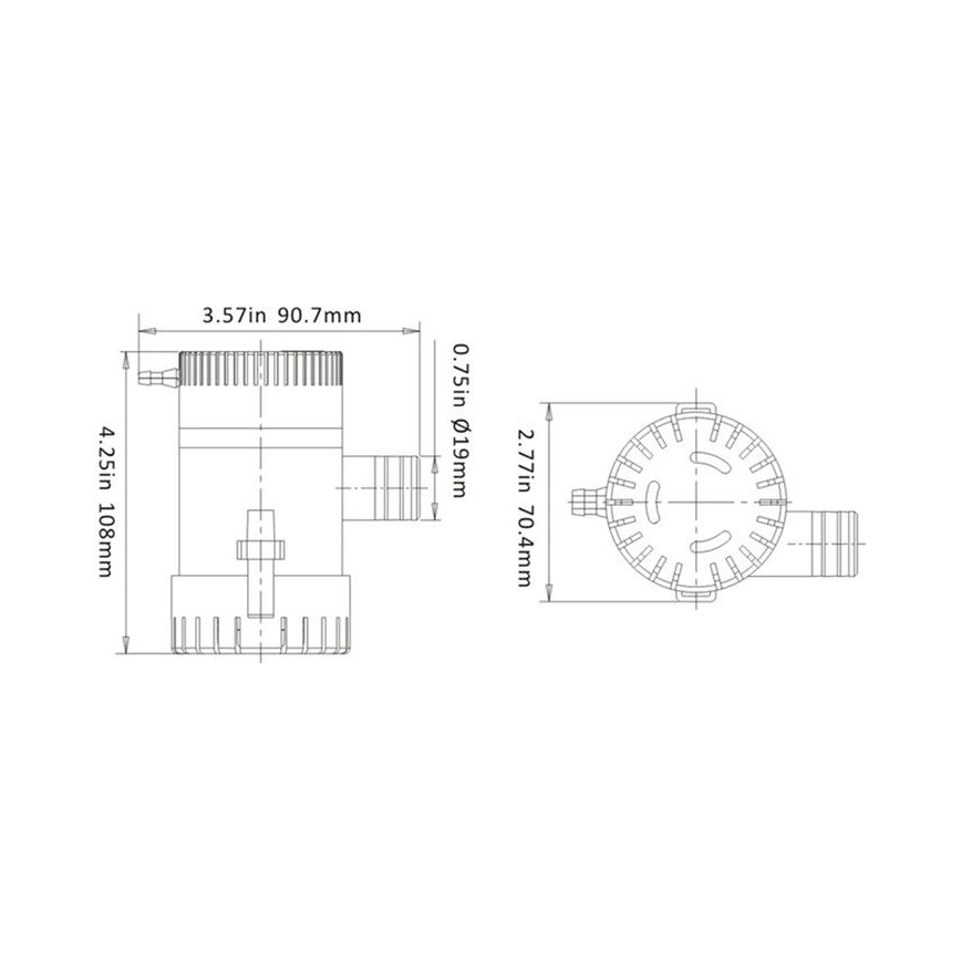 Submersible pump for boat 24V 47l/min