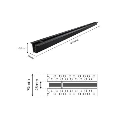 Subsurface rail without electrical connection MAGNETIC TRACK 1,5 m black
