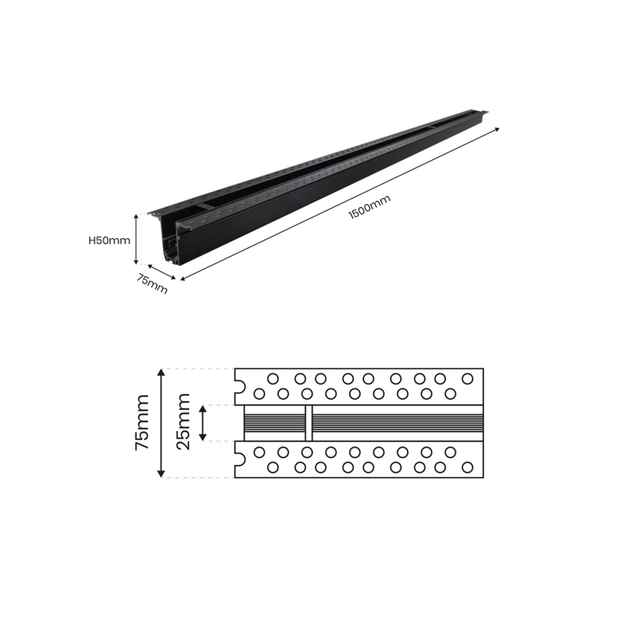 Subsurface rail without electrical connection MAGNETIC TRACK 1,5 m black