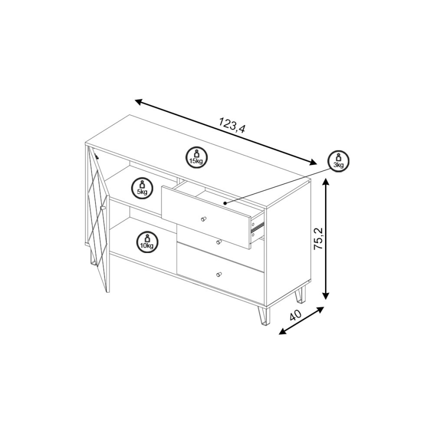 SULA Chest of Drawers, Artisan Oak/White