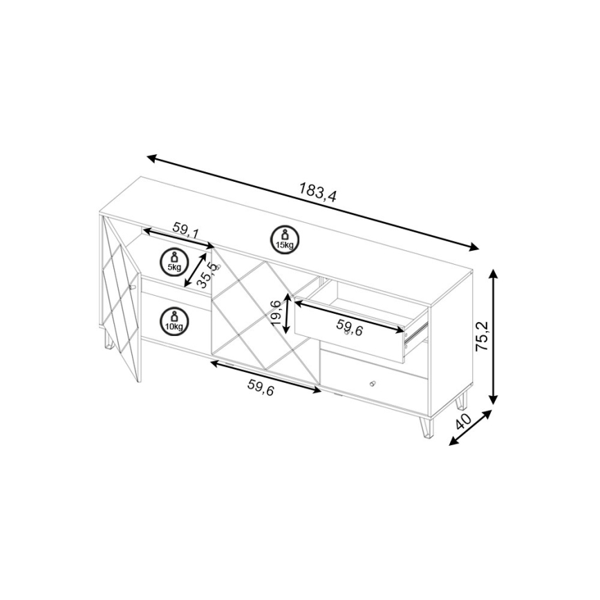 SULA Chest of Drawers Craft Oak/Black