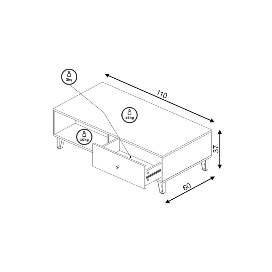 SULA Coffee Table Artisan Oak/White