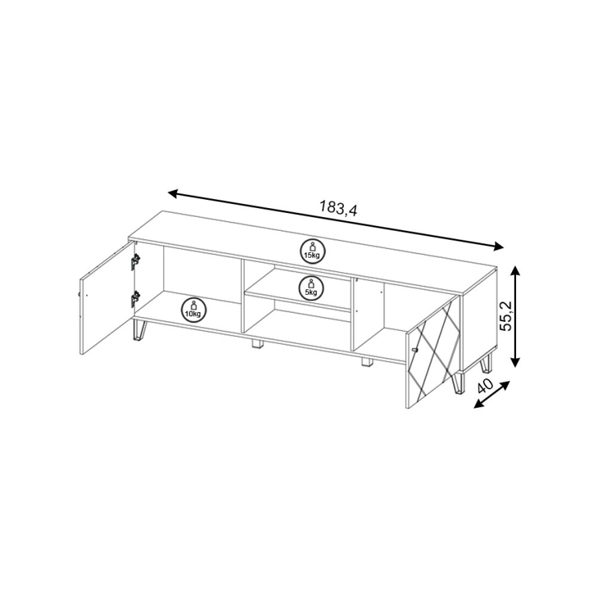 SULA TV cabinet artisan oak/white