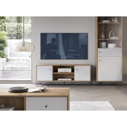 SULA TV stand, Artisan Oak/White