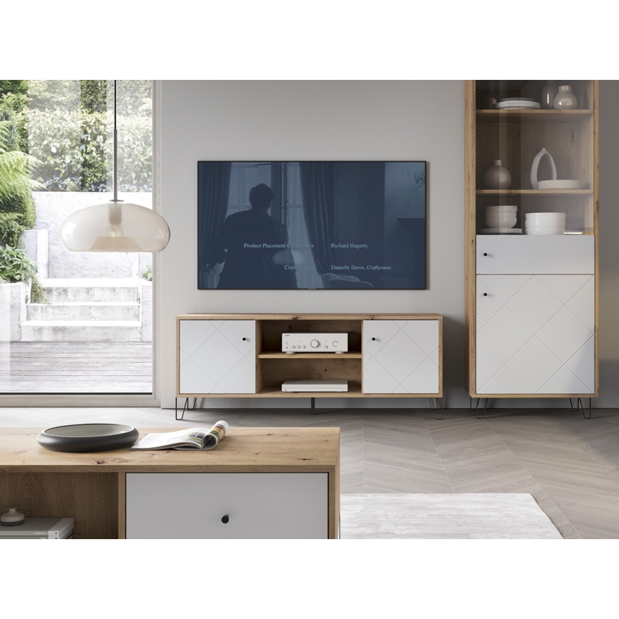 SULA TV stand, Artisan Oak/White