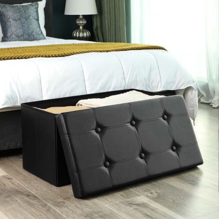 SULTAN Leather Bench, Black