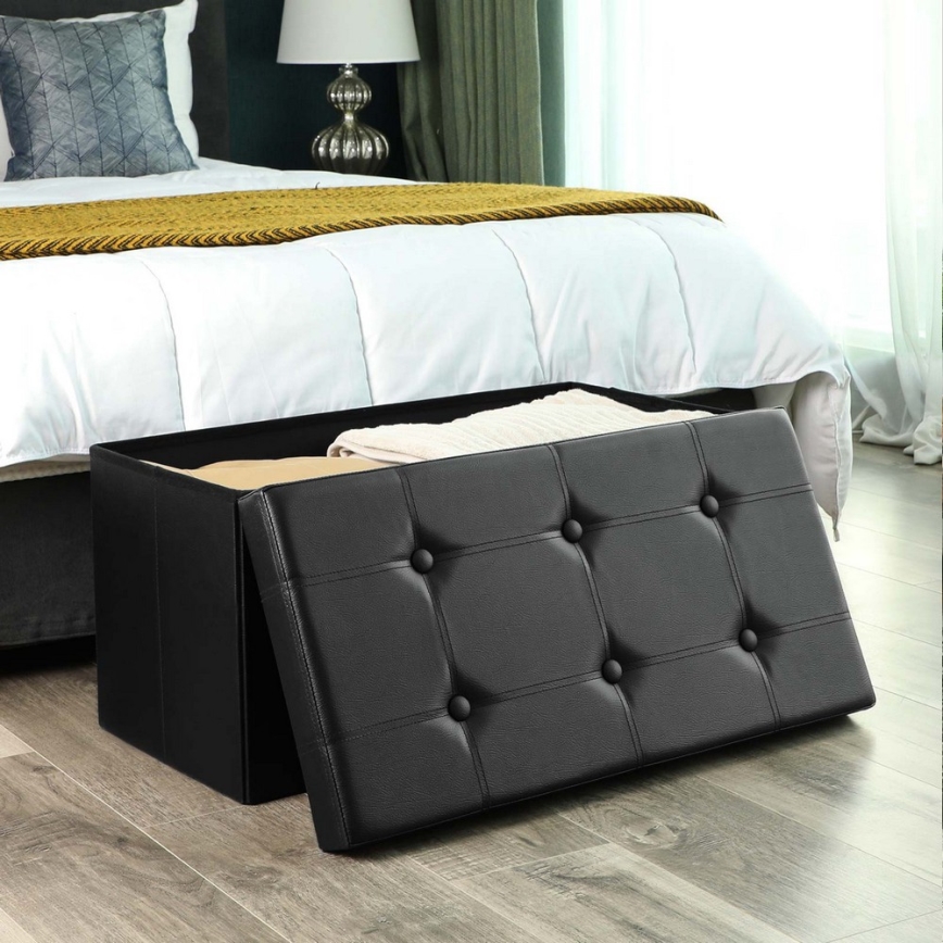 SULTAN Leather Bench, Black