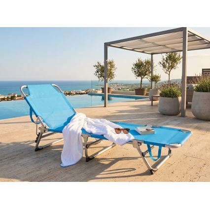 SUNO Folding Adjustable Lounger 56x190 cm Blue