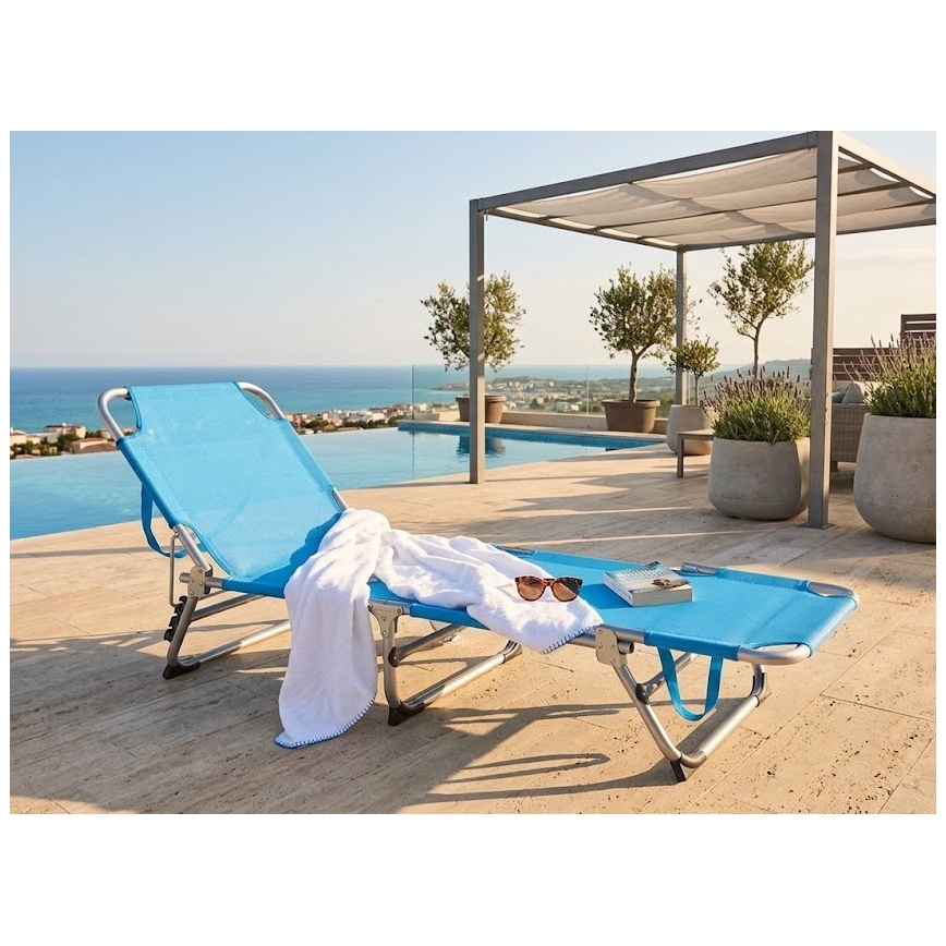 SUNO Folding Adjustable Lounger 56x190 cm Blue