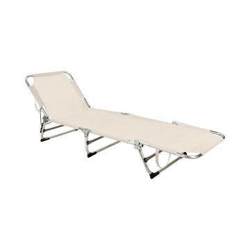 SUNO Folding Adjustable Sun Lounger 56x190 cm Cream