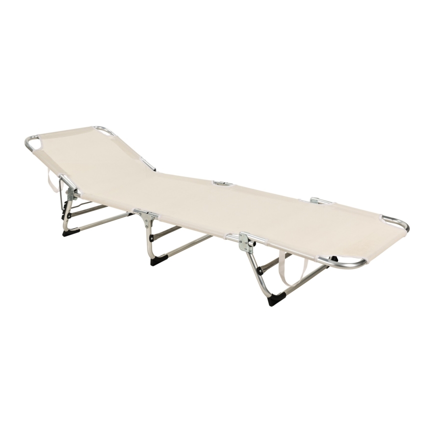 SUNO Folding Adjustable Sun Lounger 56x190 cm Cream