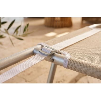 SUNO Folding Adjustable Sun Lounger 56x190 cm Cream