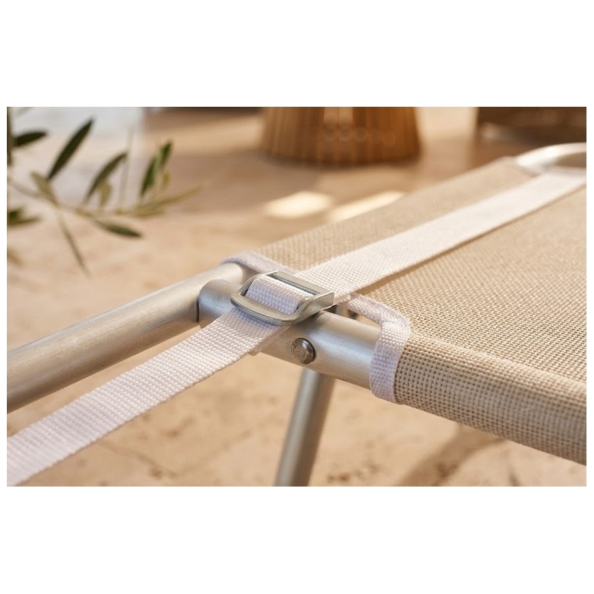 SUNO Folding Adjustable Sun Lounger 56x190 cm Cream