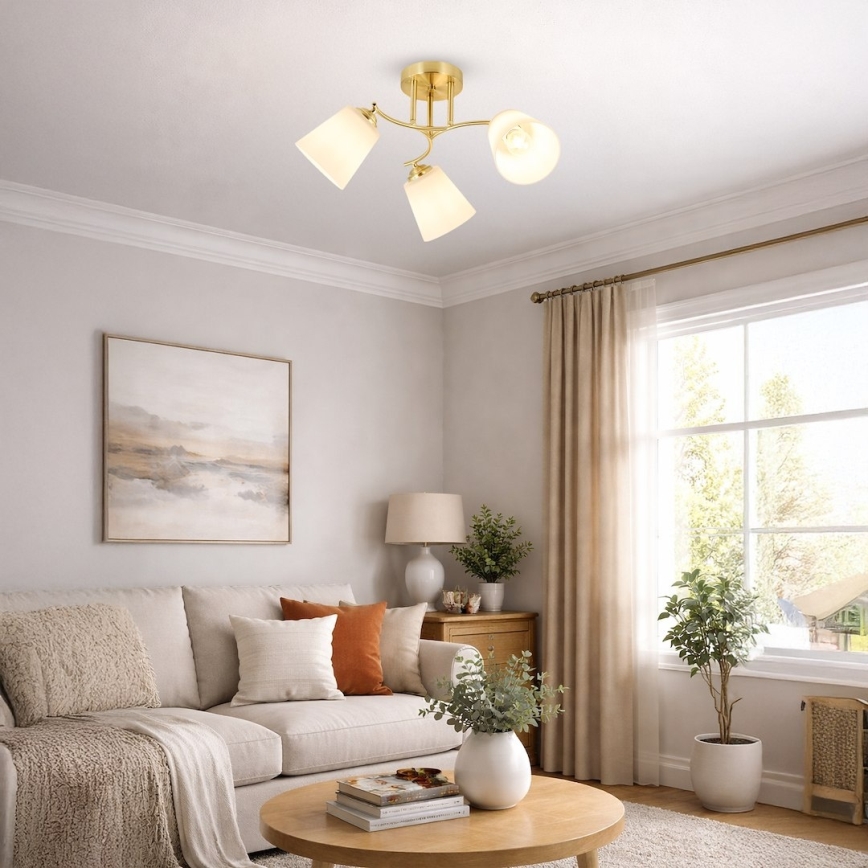 Surface-mounted ceiling light PAFOS 3xE27/15W/230V gold