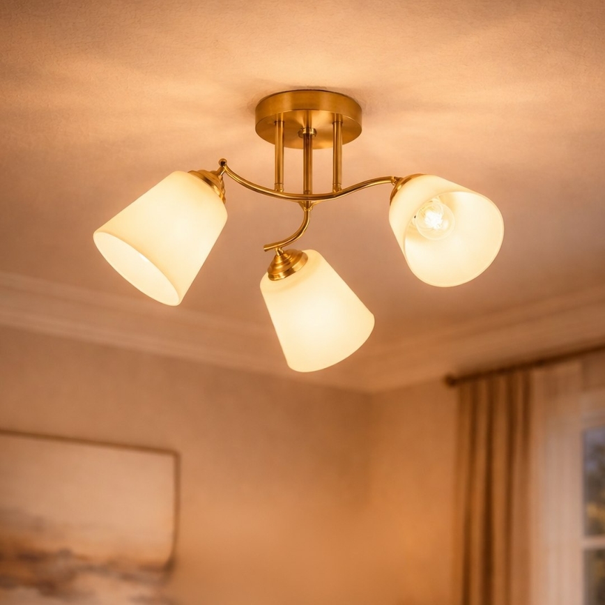Surface-mounted ceiling light PAFOS 3xE27/15W/230V gold