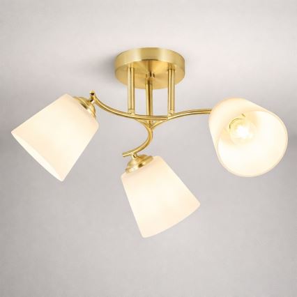 Surface-mounted ceiling light PAFOS 3xE27/15W/230V gold