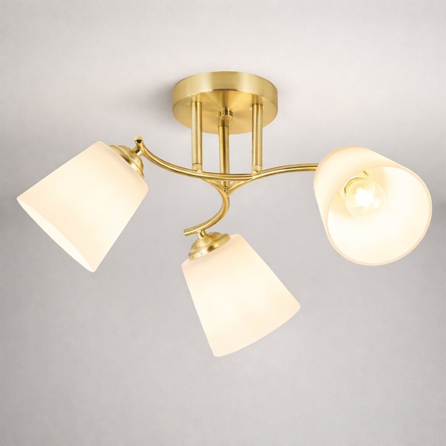 Surface-mounted ceiling light PAFOS 3xE27/15W/230V gold