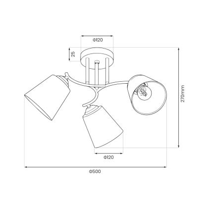 Surface-mounted ceiling light PAFOS 3xE27/15W/230V gold