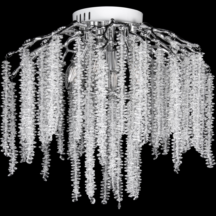 Surface-mounted chandelier 6xE14/60W/230V + 3xLED/3W d. 54 cm shiny chrome
