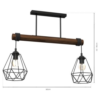 Surface-mounted chandelier ACERO 2xE27/60W/230V