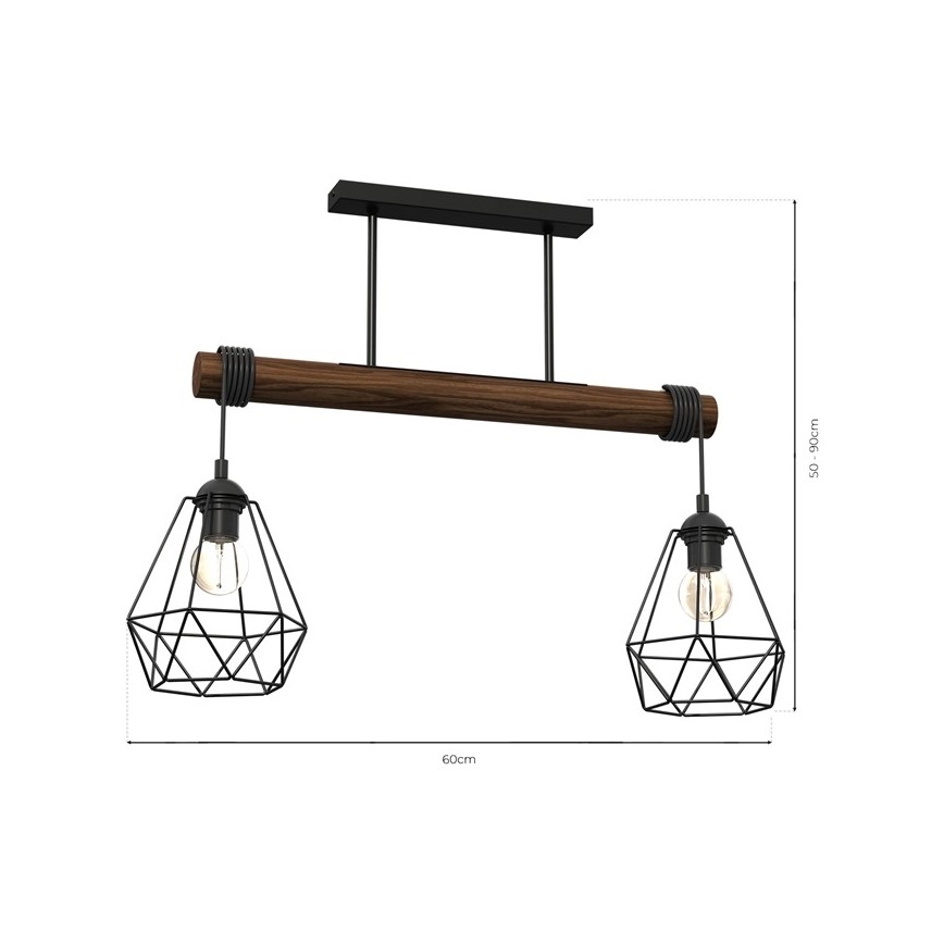 Surface-mounted chandelier ACERO 2xE27/60W/230V
