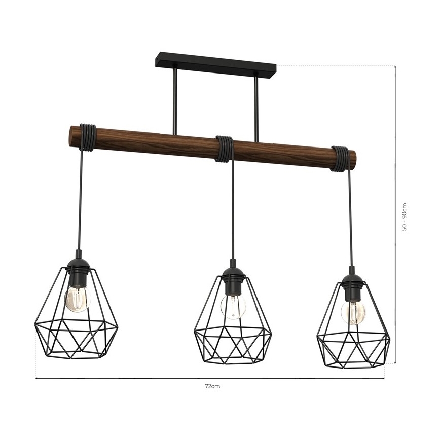 Surface-mounted chandelier ACERO 3xE27/60W/230V