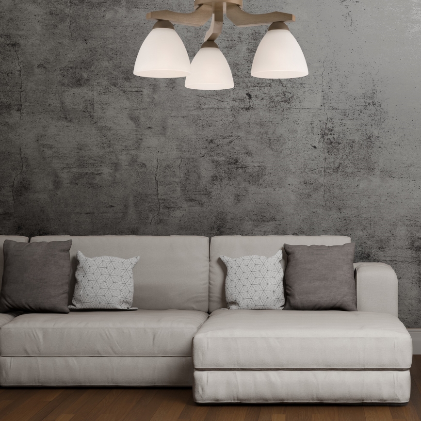 Surface-mounted chandelier ADRIANO 3xE27/60W/230V beech - FSC certified