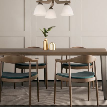 Surface-mounted chandelier ADRIANO 3xE27/60W/230V beech - FSC certified