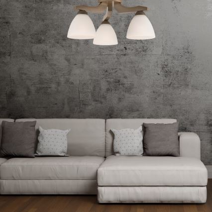 Surface-mounted chandelier ADRIANO 3xE27/60W/230V beech