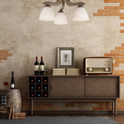 Surface-mounted chandelier ADRIANO 3xE27/60W/230V beech