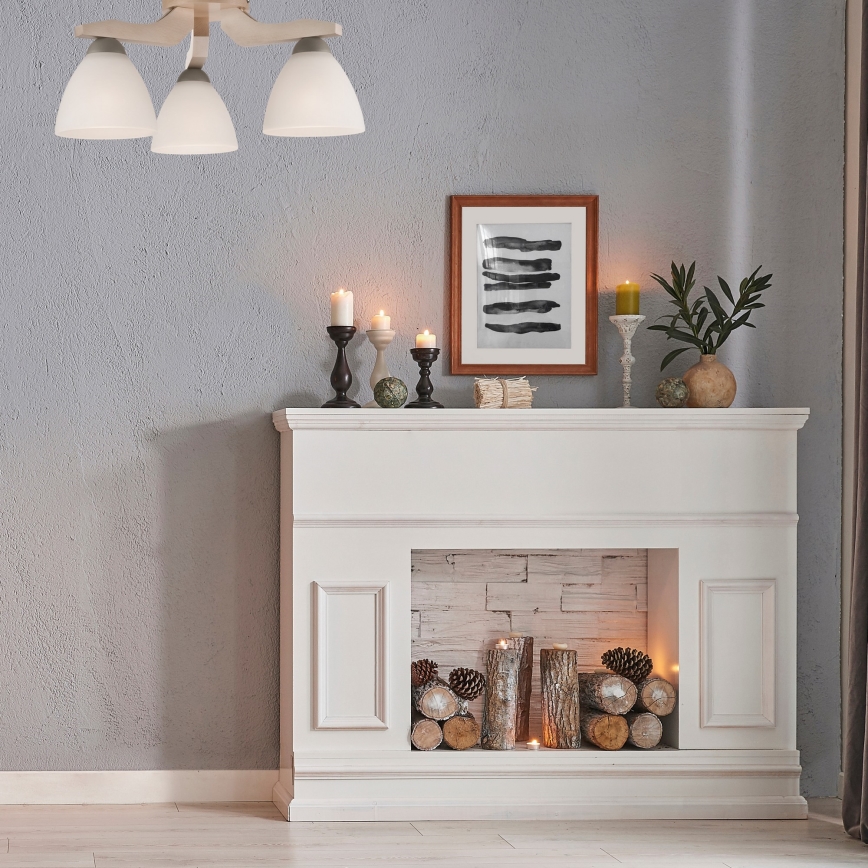 Surface-mounted chandelier ADRIANO 3xE27/60W/230V beech - FSC certified