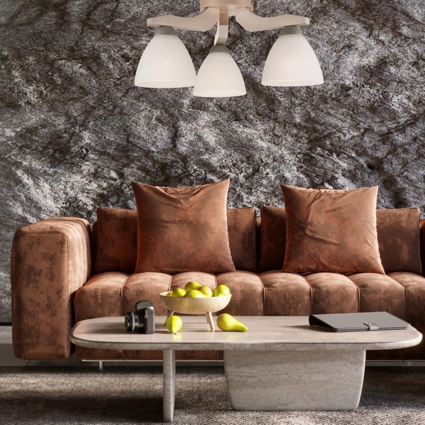 Surface-mounted chandelier ADRIANO 3xE27/60W/230V beech - FSC certified