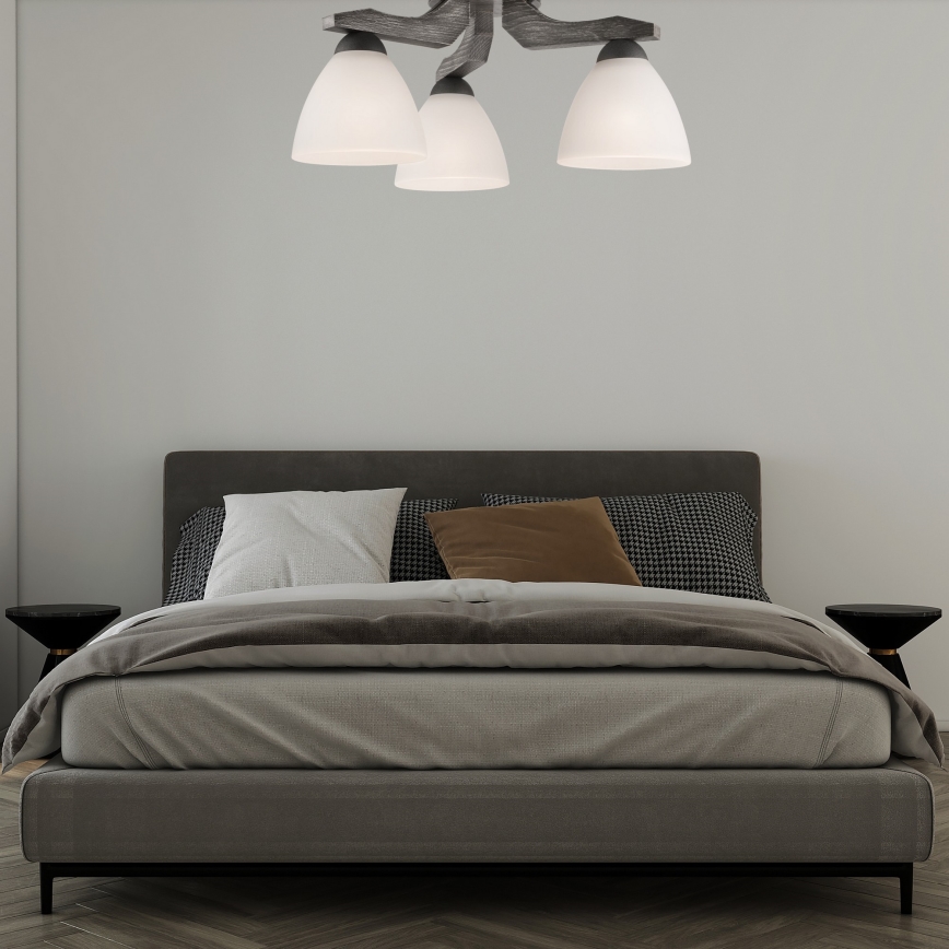 Surface-mounted chandelier ADRIANO 3xE27/60W/230V beech