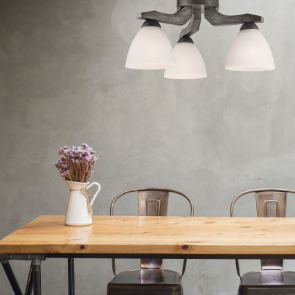 Surface-mounted chandelier ADRIANO 3xE27/60W/230V beech