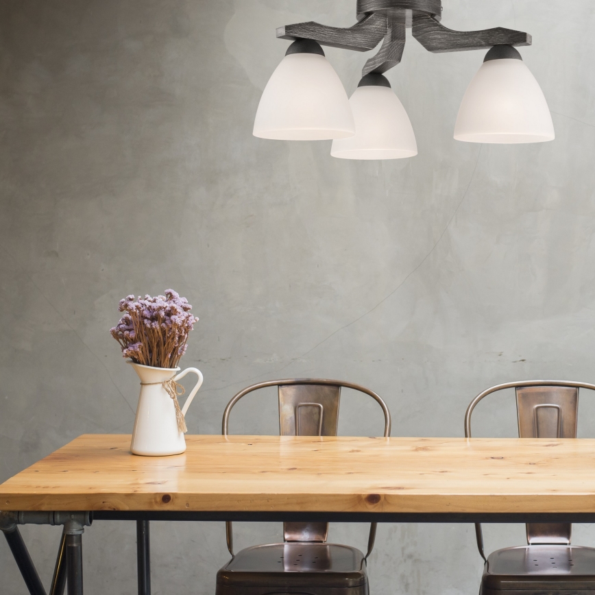 Surface-mounted chandelier ADRIANO 3xE27/60W/230V beech