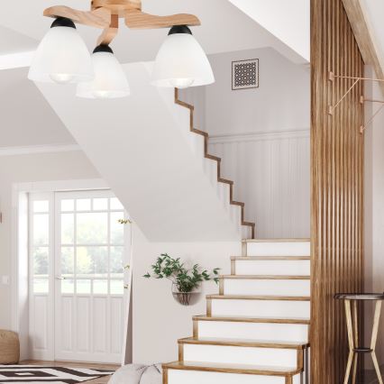 Surface-mounted chandelier ADRIANO 3xE27/60W/230V oak