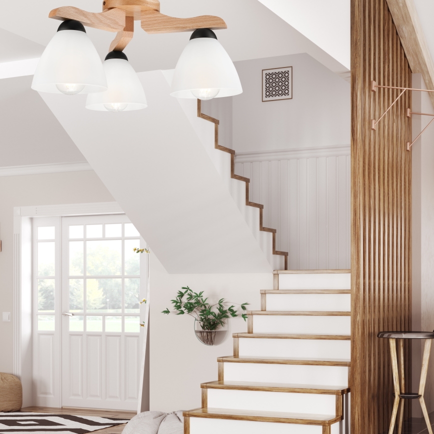 Surface-mounted chandelier ADRIANO 3xE27/60W/230V oak